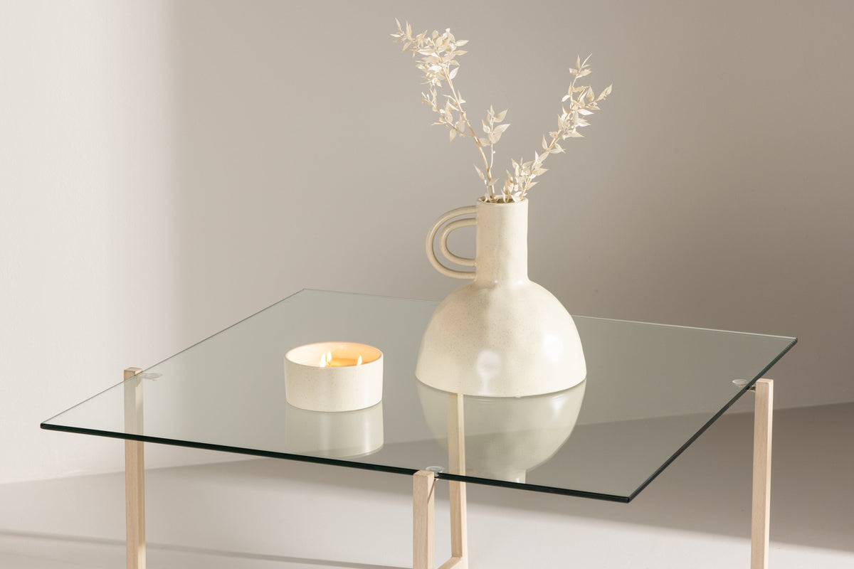 Hybrid sofabord - 80 × 80 cm - klar, hvidpigmenteret, transparent - billede 14