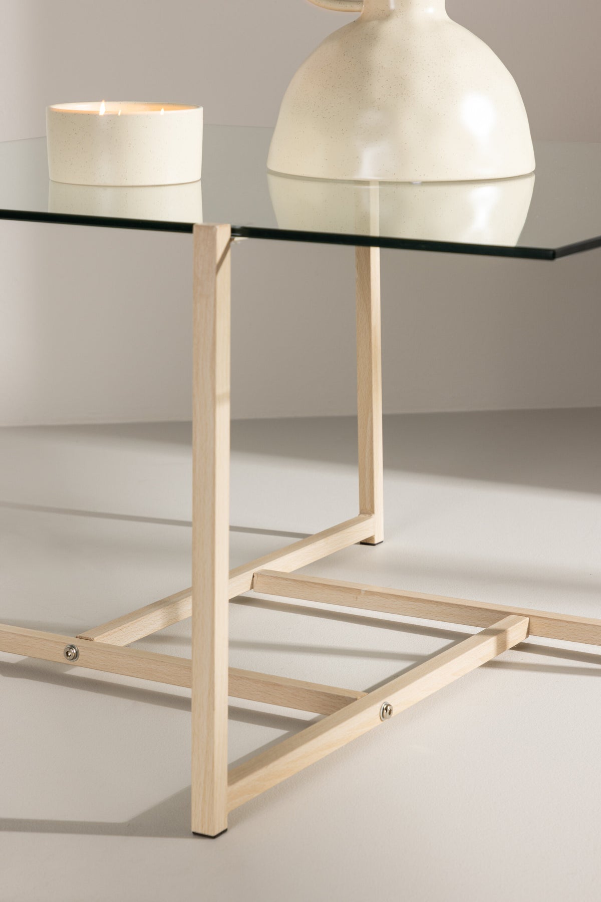 Hybrid sofabord - 80 × 80 cm - klar, hvidpigmenteret, transparent - billede 18