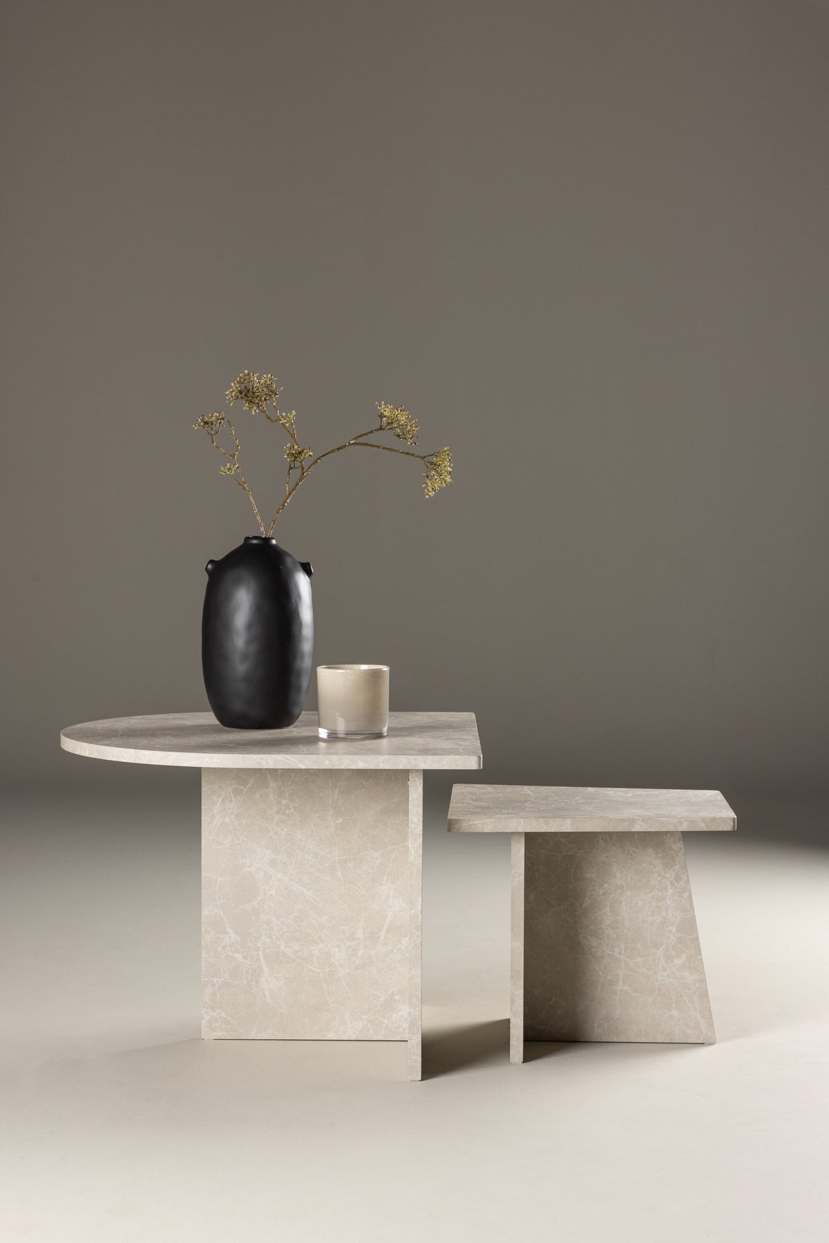 Sala sofabordssæt med 2 borde - beige marmorlook - billede 17