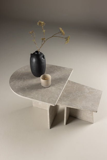 Sala sofabordssæt med 2 borde - beige marmorlook - billede 18