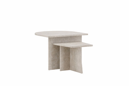 Sala sofabordssæt med 2 borde - beige marmorlook - billede 3