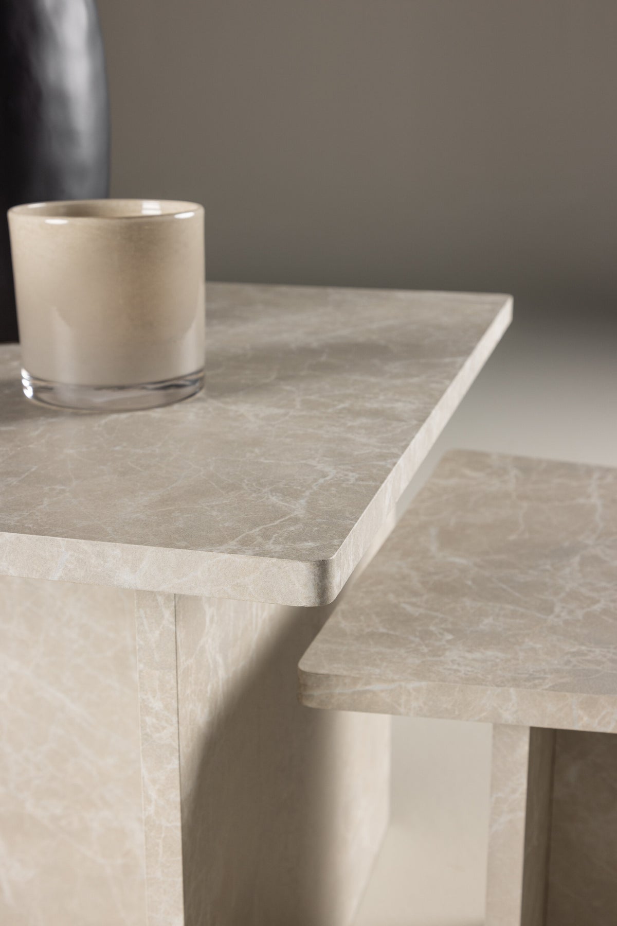 Sala sofabordssæt med 2 borde - beige marmorlook - billede 19