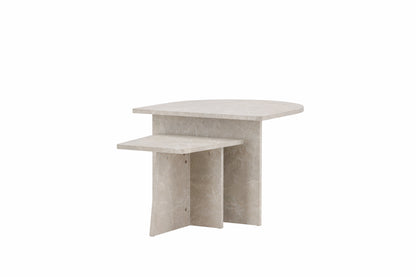 Sala sofabordssæt med 2 borde - beige marmorlook - billede 5