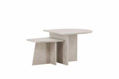 Sala sofabordssæt med 2 borde - beige marmorlook - billede 6