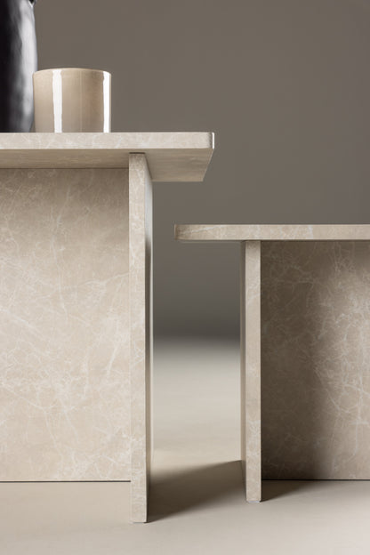 Sala sofabordssæt med 2 borde - beige marmorlook - billede 20