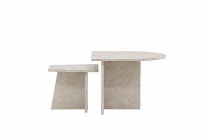 Sala sofabordssæt med 2 borde - beige marmorlook - billede 7