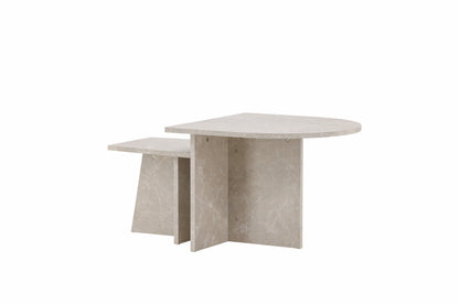 Sala sofabordssæt med 2 borde - beige marmorlook - billede 8