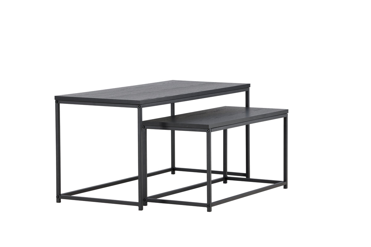 Staal Sofaborde bord 1: 100 x 43 cm  bord 2:  75 x 33 cm Sort