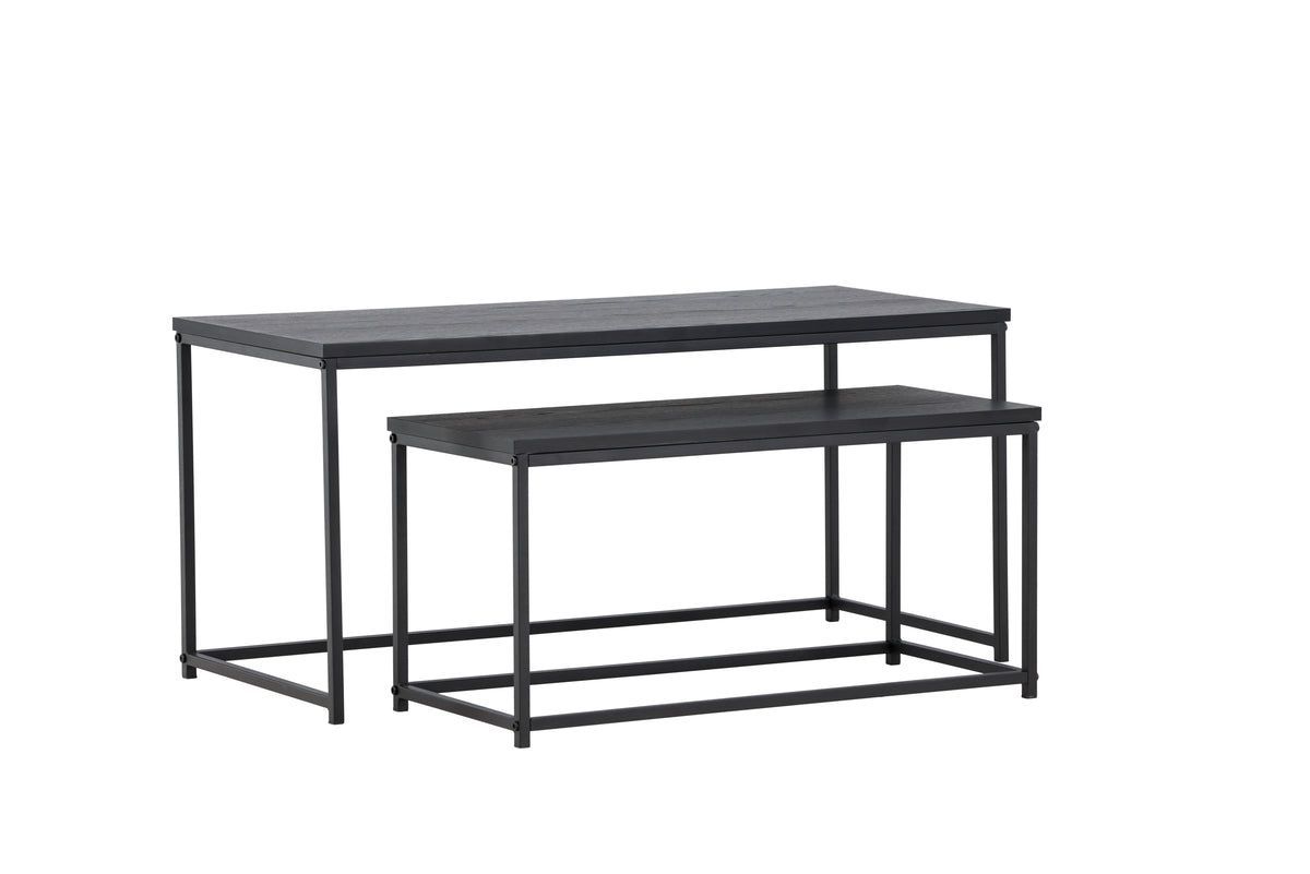 Staal Sofaborde bord 1: 100 x 43 cm  bord 2:  75 x 33 cm Sort