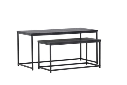 Staal Sofaborde bord 1: 100 x 43 cm  bord 2:  75 x 33 cm Sort