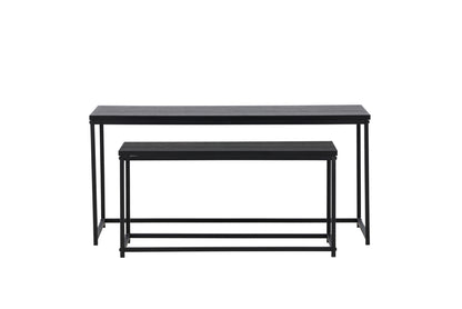 Staal Sofaborde bord 1: 100 x 43 cm  bord 2:  75 x 33 cm Sort