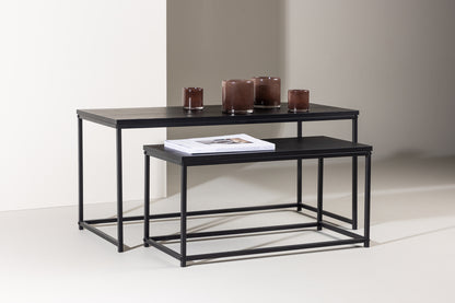 Staal Sofaborde bord 1: 100 x 43 cm  bord 2:  75 x 33 cm Sort
