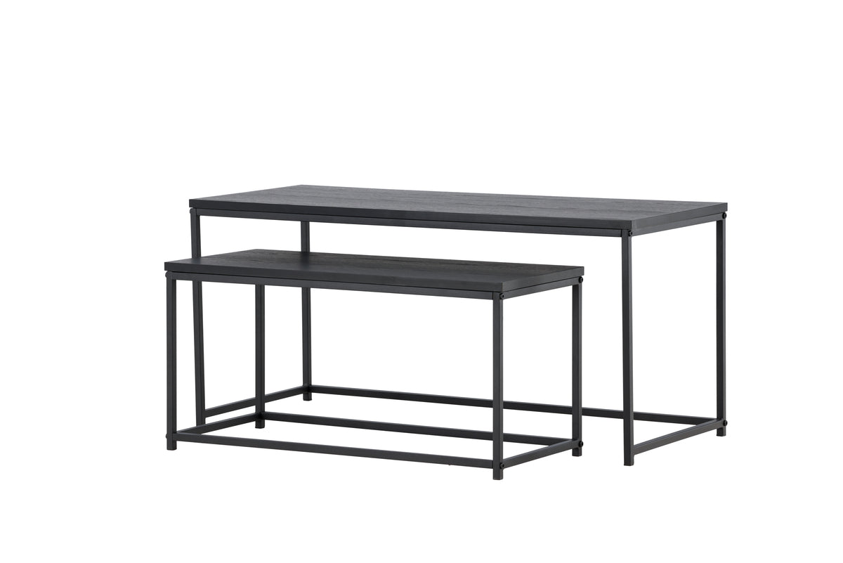 Staal Sofaborde bord 1: 100 x 43 cm  bord 2:  75 x 33 cm Sort