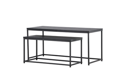 Staal Sofaborde bord 1: 100 x 43 cm  bord 2:  75 x 33 cm Sort