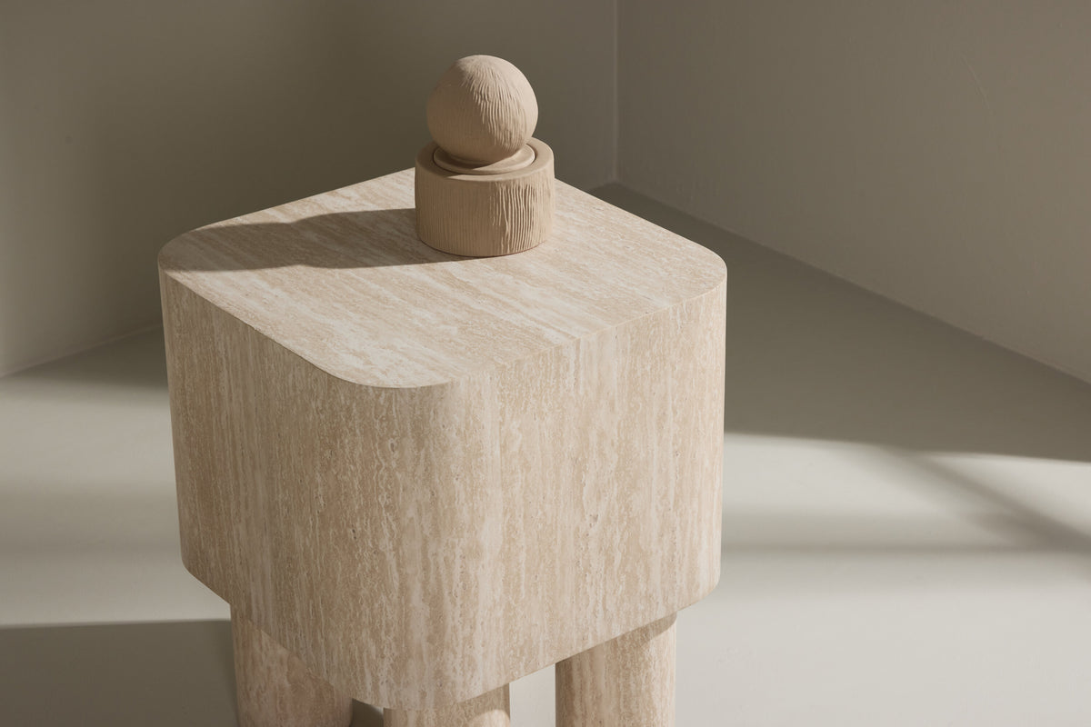Klirou sidebord - 40 × 40 cm - beige - billede 14