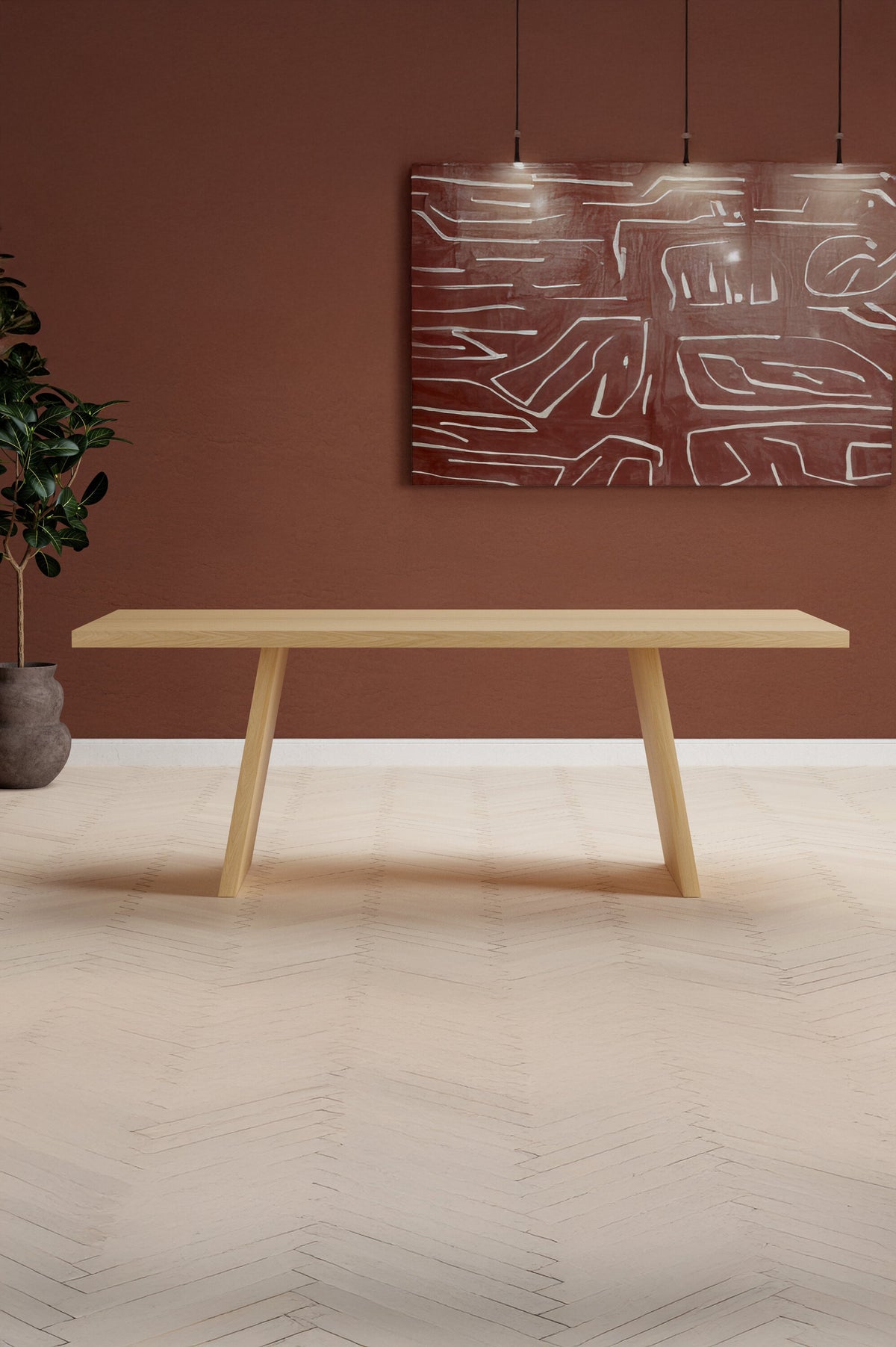 Logga spisebord - 210 × 100 cm - natur - billede 5