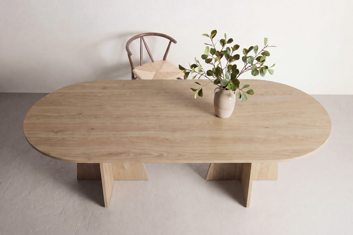 Bootcut ovalt spisebord - 200 × 100 cm - eg-look, natur - billede 6