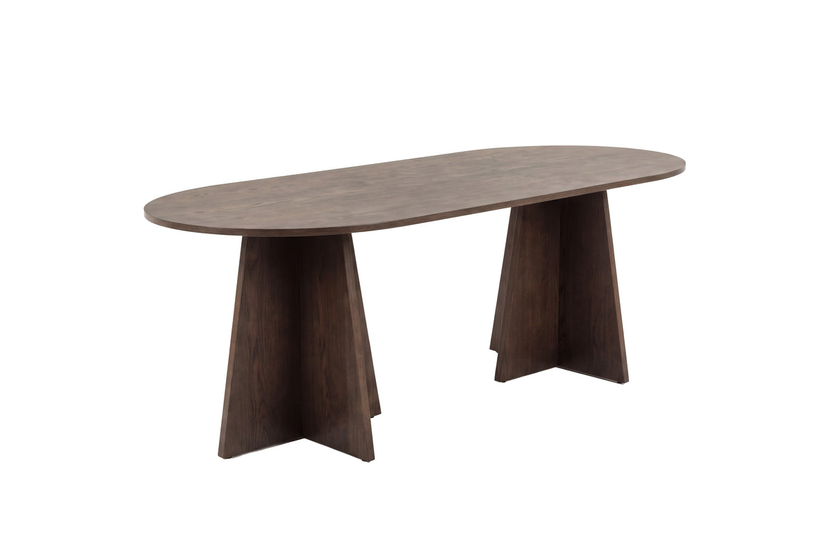 Bootcut ovalt spisebord - 200 × 100 cm - mokka - billede 2