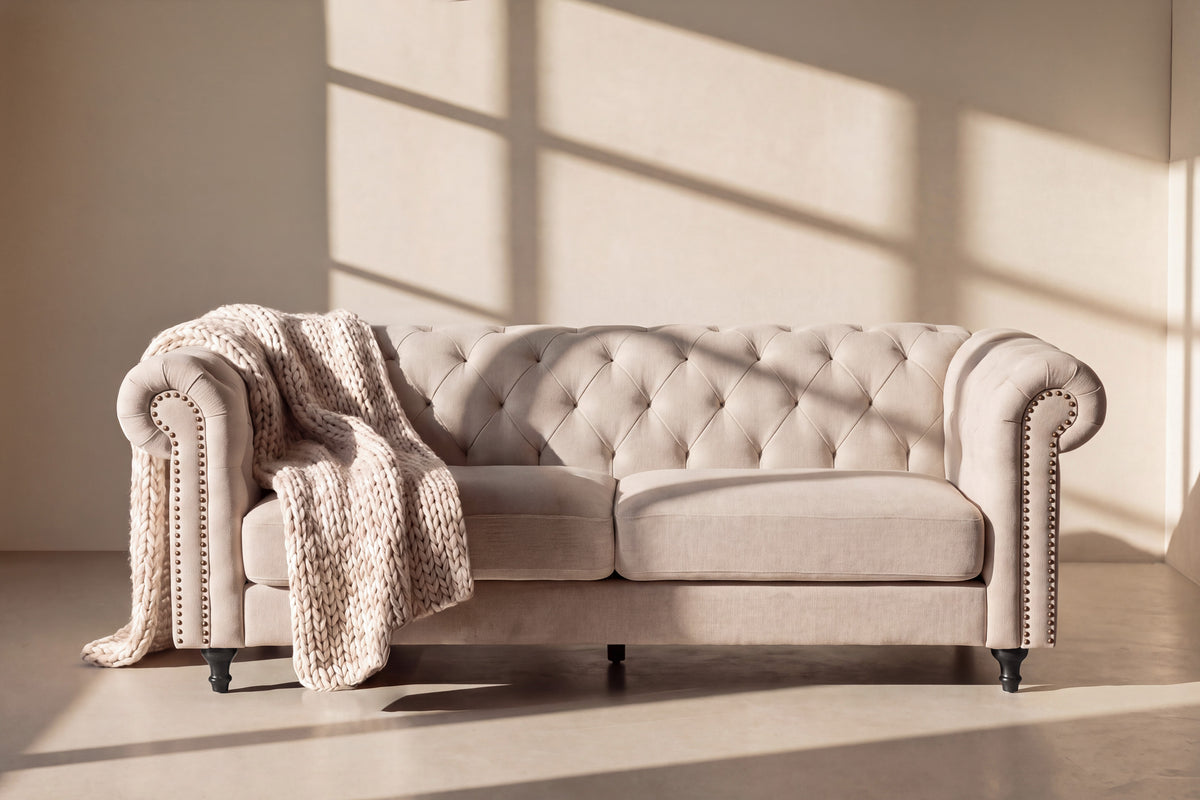 Velvet 3-personers sofa - beige, sort - billede 5