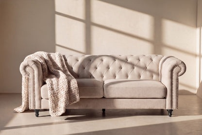 Velvet 3-personers sofa - beige, sort - billede 5