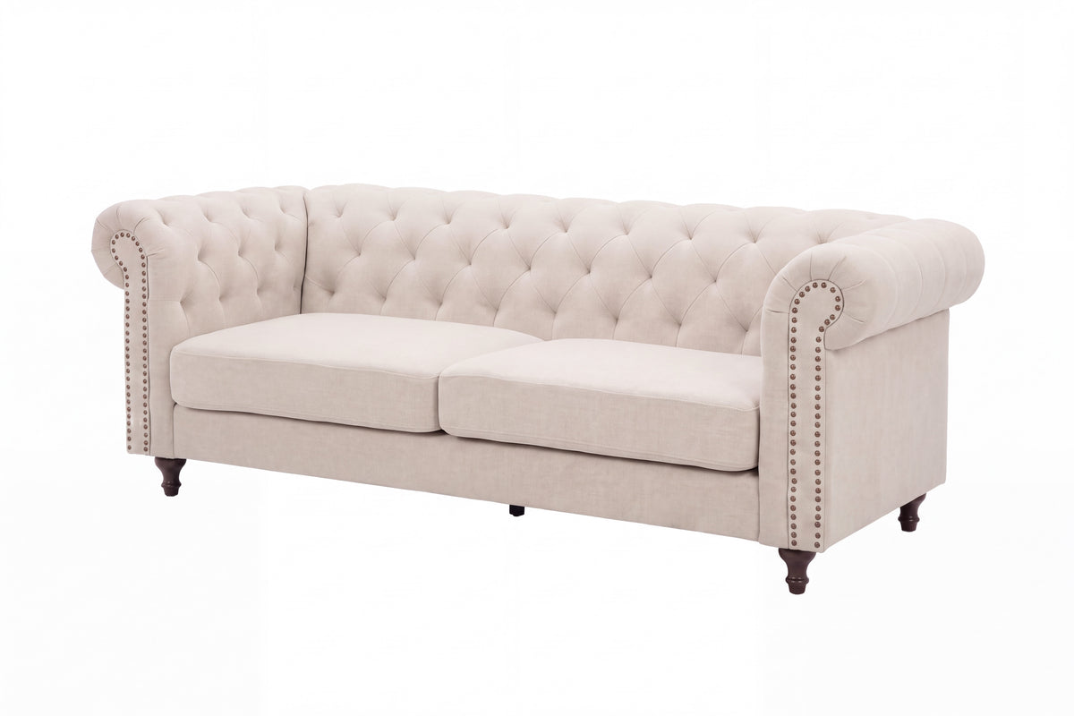 Velvet 3-personers sofa - beige, sort - billede 2