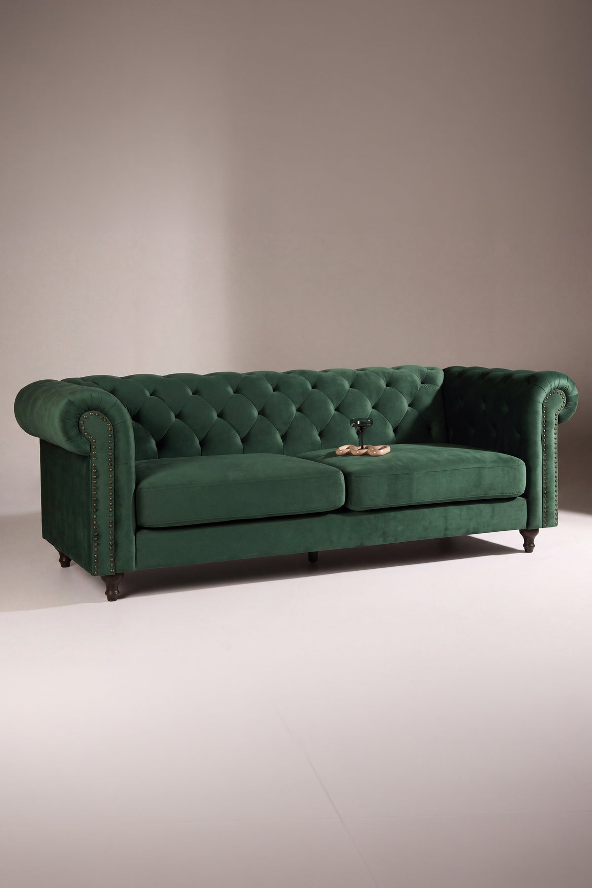 Velvet 3-personers sofa - grøn, sort - billede 9