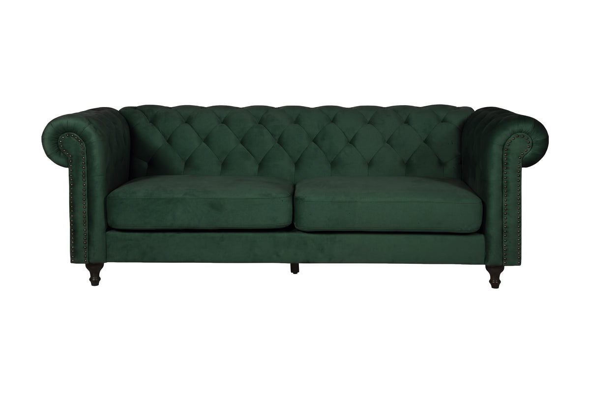 Velvet 3-personers sofa - grøn, sort - billede 1