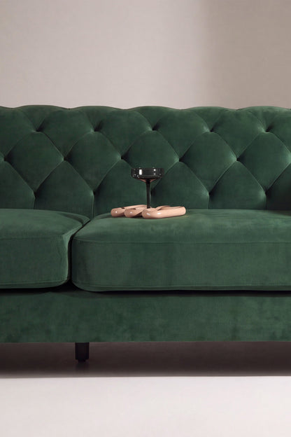 Velvet 3-personers sofa - grøn, sort - billede 10