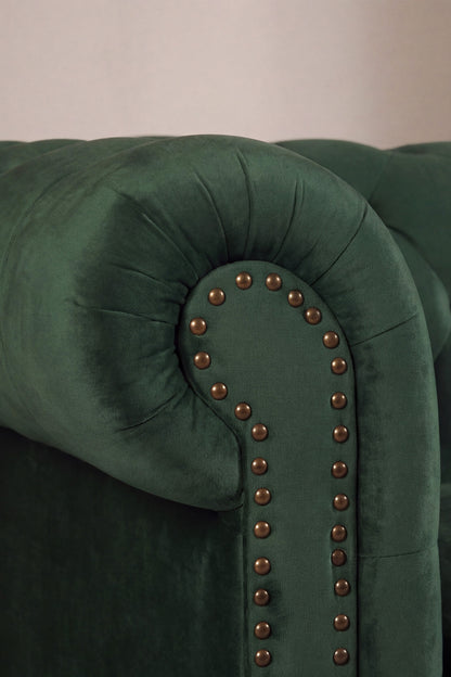 Velvet 3-personers sofa - grøn, sort - billede 11