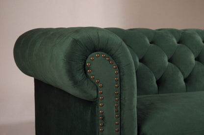 Velvet 3-personers sofa - grøn, sort - billede 7
