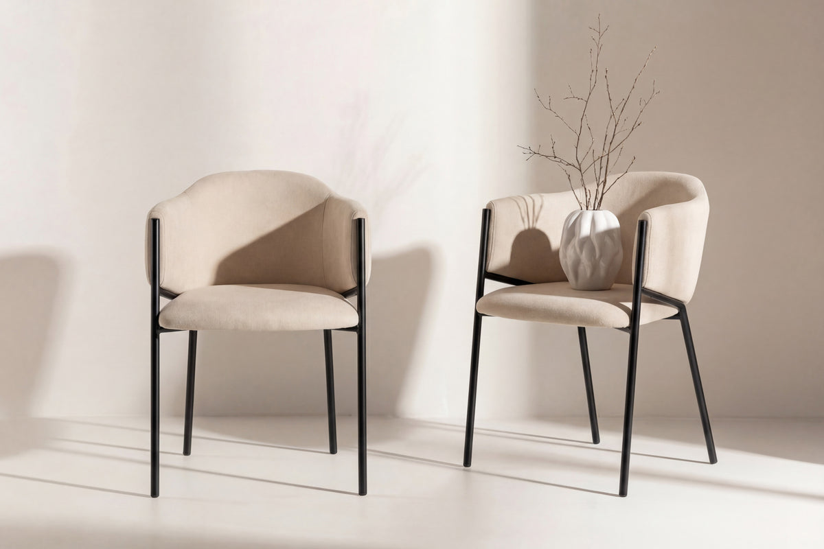 Evelina spisebordsstole - beige, sort - 2 stk. - billede 4