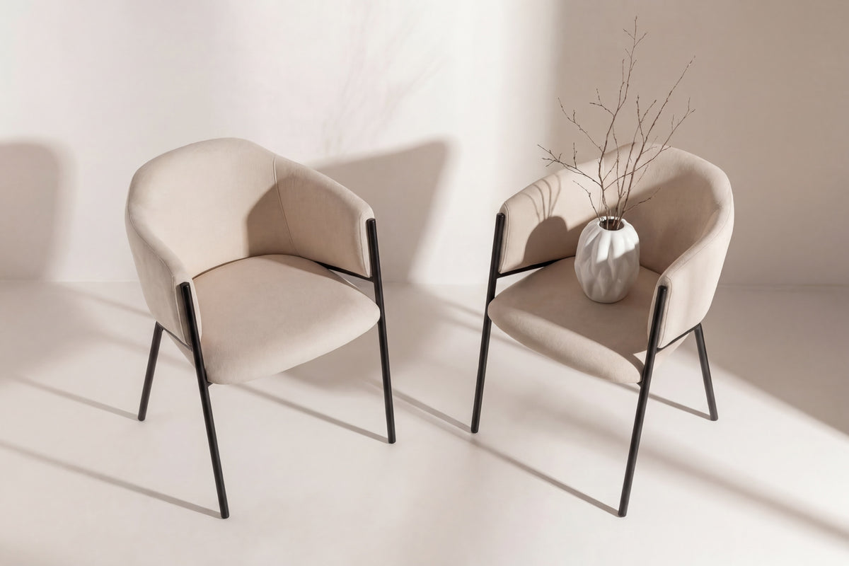 Evelina spisebordsstole - beige, sort - 2 stk. - billede 5