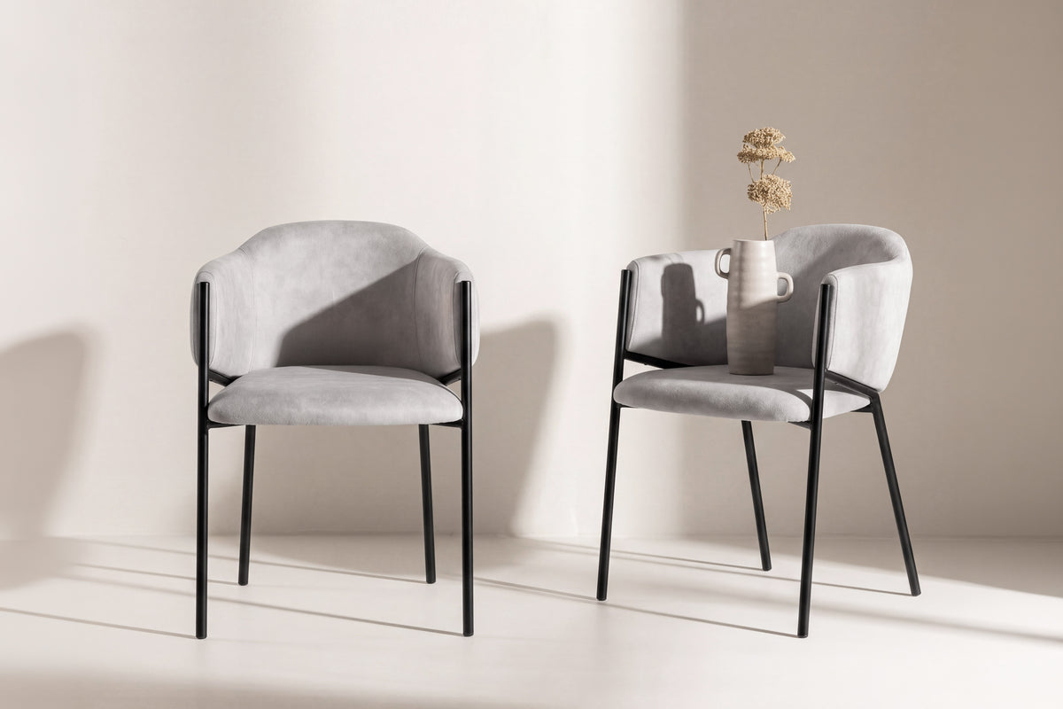 Evelina spisebordsstole - sort, lysegrå - 2 stk. - billede 4
