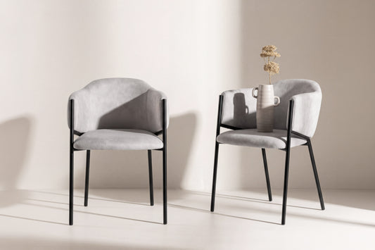 Evelina spisebordsstole - sort, lysegrå - 2 stk. - billede 4