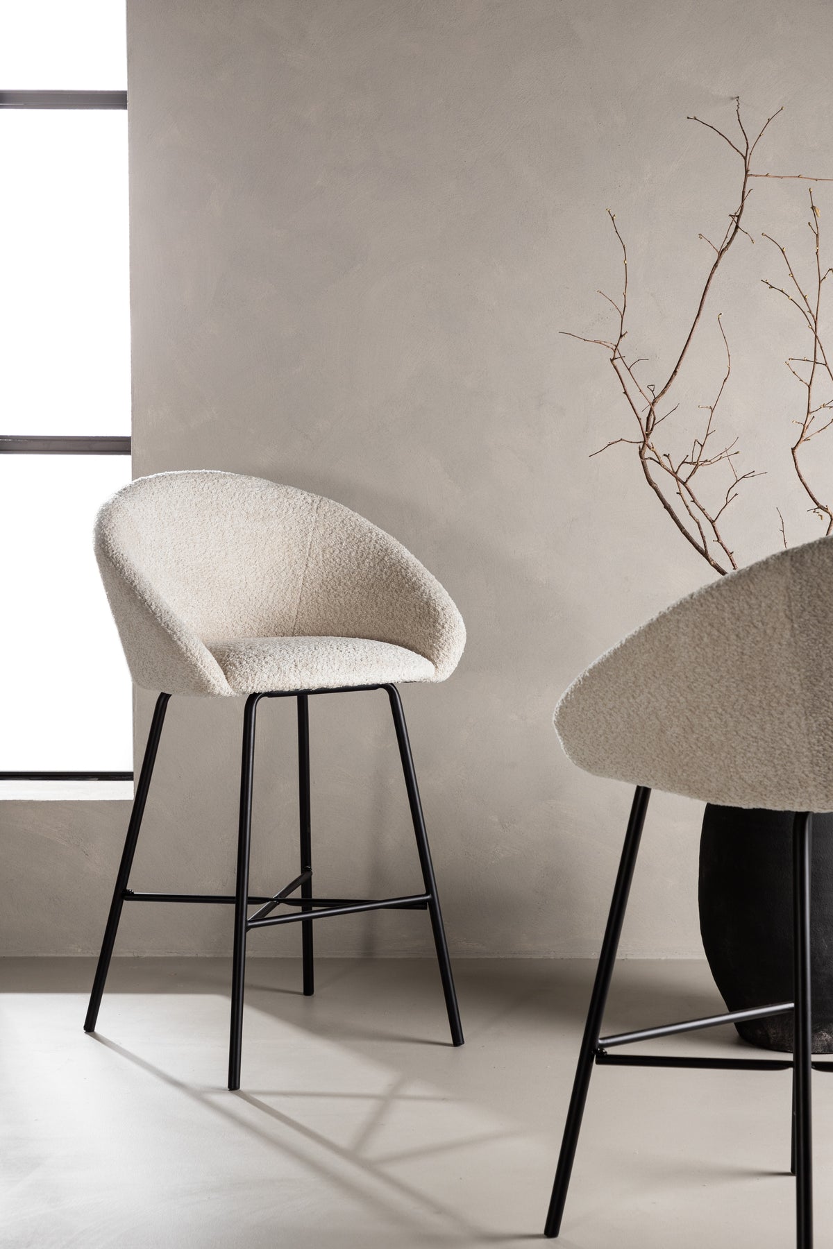 Velvet barstole - hvid, sort - 2 stk. - billede 9