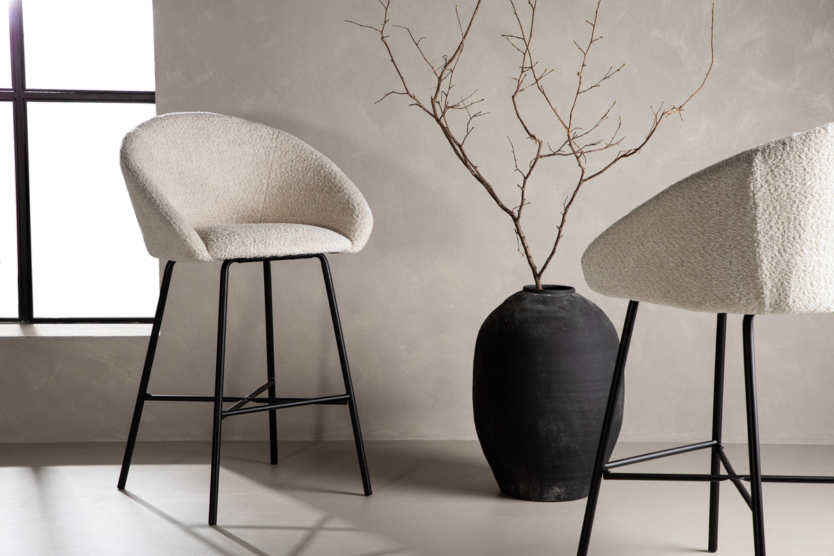 Velvet barstole - hvid, sort - 2 stk. - billede 5
