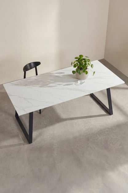 Estelle spisebord - 200 × 90 cm - sort, hvid - billede 10