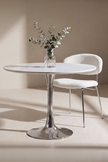 Hamden rundt spisebord - Ø110 cm - hvid, sølv - billede 6