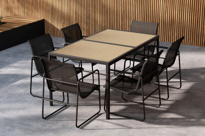 Lampedusa Havemøbelsæt med 6 Stole Sort/Natur