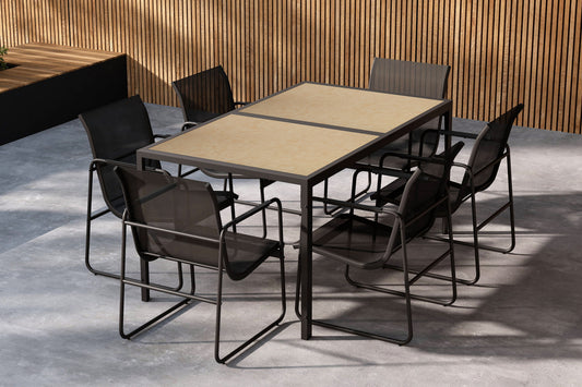 Lampedusa Havemøbelsæt med 6 Stole Sort/Natur