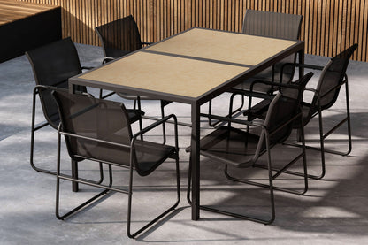Lampedusa Havemøbelsæt med 6 Stole Sort/Natur