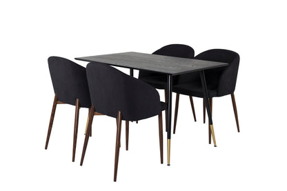 Dipp Spisebord 120 x 85 Sort & 4 stk Arch Spisebordsstole Sort