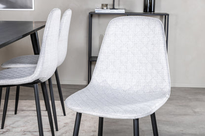 Dipp Spisebord 180 x 90 Sort & 6 stk Polar Spisebordsstole Grå