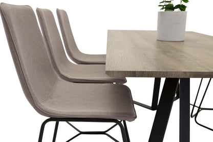 Marina spisebord 180 X 90 Natur & 6 X Spisebordsstole Brun