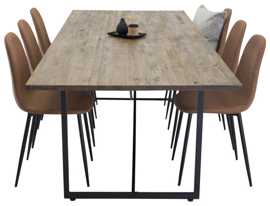 Padang spisebord 200 x100 & 6 Polar stole brune