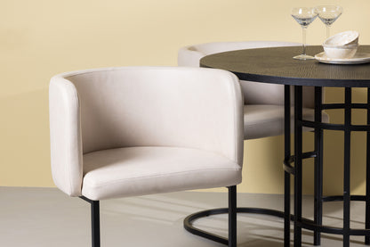 Copenhagen Rundt Spisebord ⌀115 Sort & 4 stk Simrishamn Beige