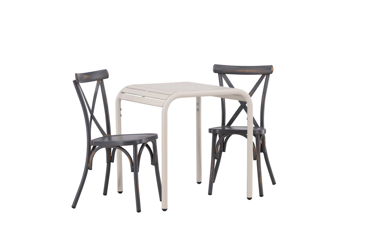 Borneo Cafebord 70 x 70 Beige & Tablas Stole 2 stk Mørkegrå