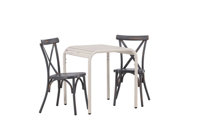 Borneo Cafebord 70 x 70 Beige & Tablas Stole 2 stk Mørkegrå