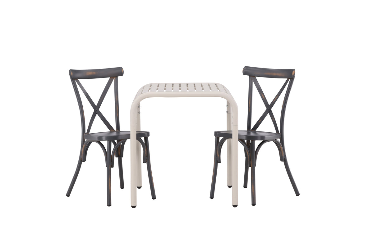 Borneo Cafebord 70 x 70 Beige & Tablas Stole 2 stk Mørkegrå