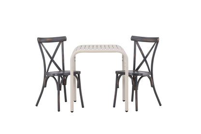 Borneo Cafebord 70 x 70 Beige & Tablas Stole 2 stk Mørkegrå